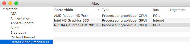 Ici une configuration avec 3 GPUs de marques et de performance bien distincte/spécifique.
