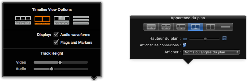 Apparence des plans dans la timeline