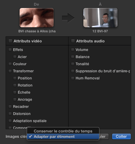 Coller les Attributs