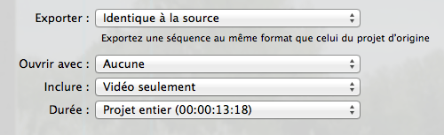 Exporter tout le projet en Apple ProRes 4444