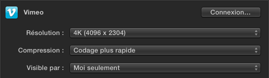 Export 4K pour Viméo