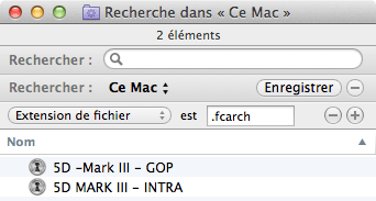 recherche des archives FCP basé sur leur extension (masquée)