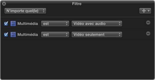 Sélectionner la bibliothèque et rechercher tous les plans Vidéo