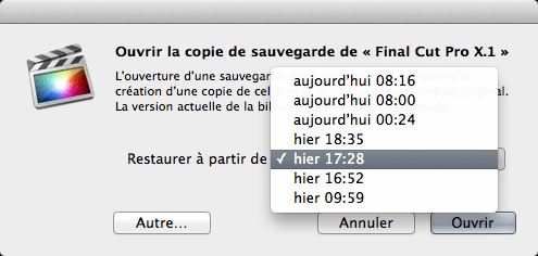 Restaurer une sauvegarde automatique est simple