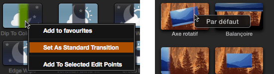 Definir la transition par défaut
