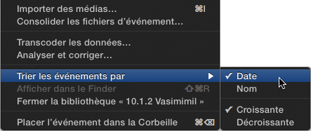 Tri des événements