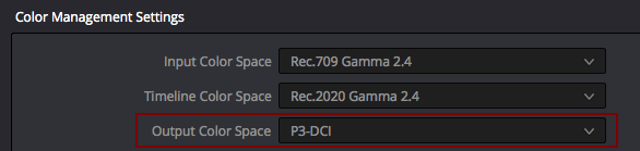 Choisir P3 DCI pour le DCP !!