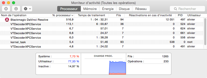 La fonction transcode utilise une bonne partie des Processeur de la machine.