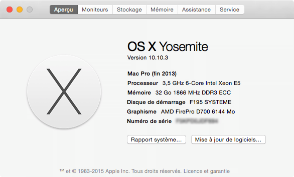 un nouvelle série de test sur un MacPro 2013