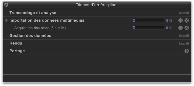 Importations : Tâches de fond