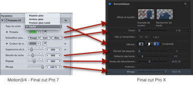 Similitudes des filtres d'incrustation des versions 4 et 5 de Motion