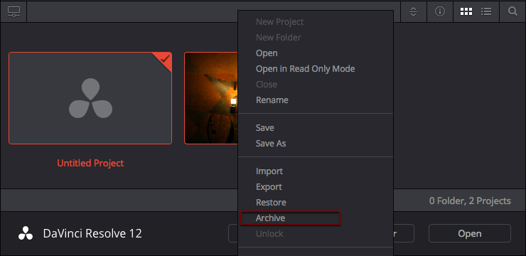 Fonction d'archivage de projet : Travail + Media
